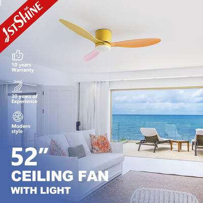 Bom preço Ventilador de teto LED de cor de macarrão personalizável de 52 polegadas com controle inteligente para teto baixo on-line