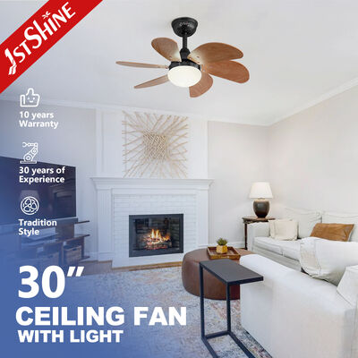 Bom preço Ventilador de teto decorativo de 30 polegadas com luz com 6 lâminas de MDF e motor de CC de economia de energia on-line