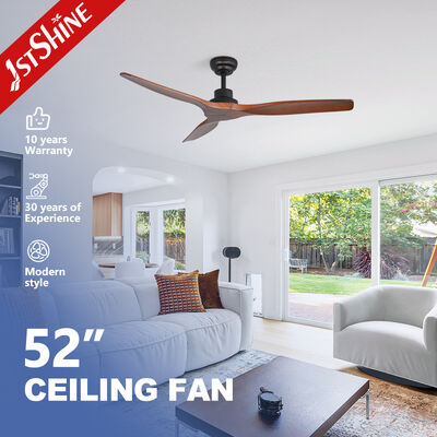 Bom preço Ventilador de teto de madeira maciça de 52 polegadas com motor de corrente contínua silencioso e design moderno para sala de estar e quarto on-line