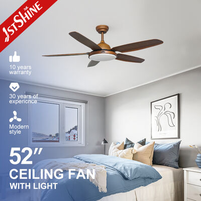 Bom preço Ventilador de teto de grãos de madeira de 52 polegadas com motor de cobre leve para sala de hall on-line
