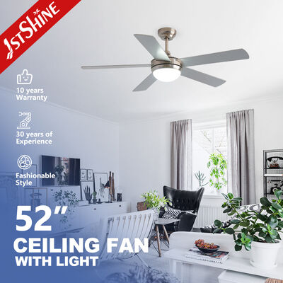 Bom preço Ventilador de teto de prata moderno de 52 polegadas com luz LED de 3 cores e motor AC poderoso on-line