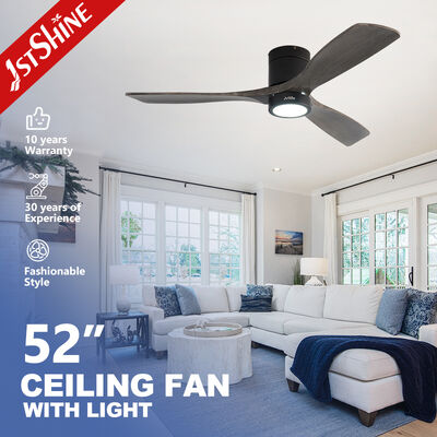 Bom preço Ventilador de teto com lâminas de madeira maciça de 52 polegadas com design de montagem embutida e controle remoto on-line