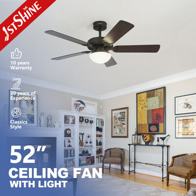 Bom preço Ventilador de teto de MDF de 5 lâminas de 52 polegadas com motor de corrente contínua e kit de luz integrado On-line